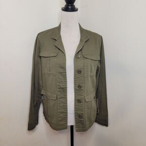 Mi ami‎ Utility Jacket Small Green 100% Cotton Lace Up Side Military Style